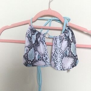 Shein Black and Blue Snakeskin Print Keyhole Bikini Top Size Large